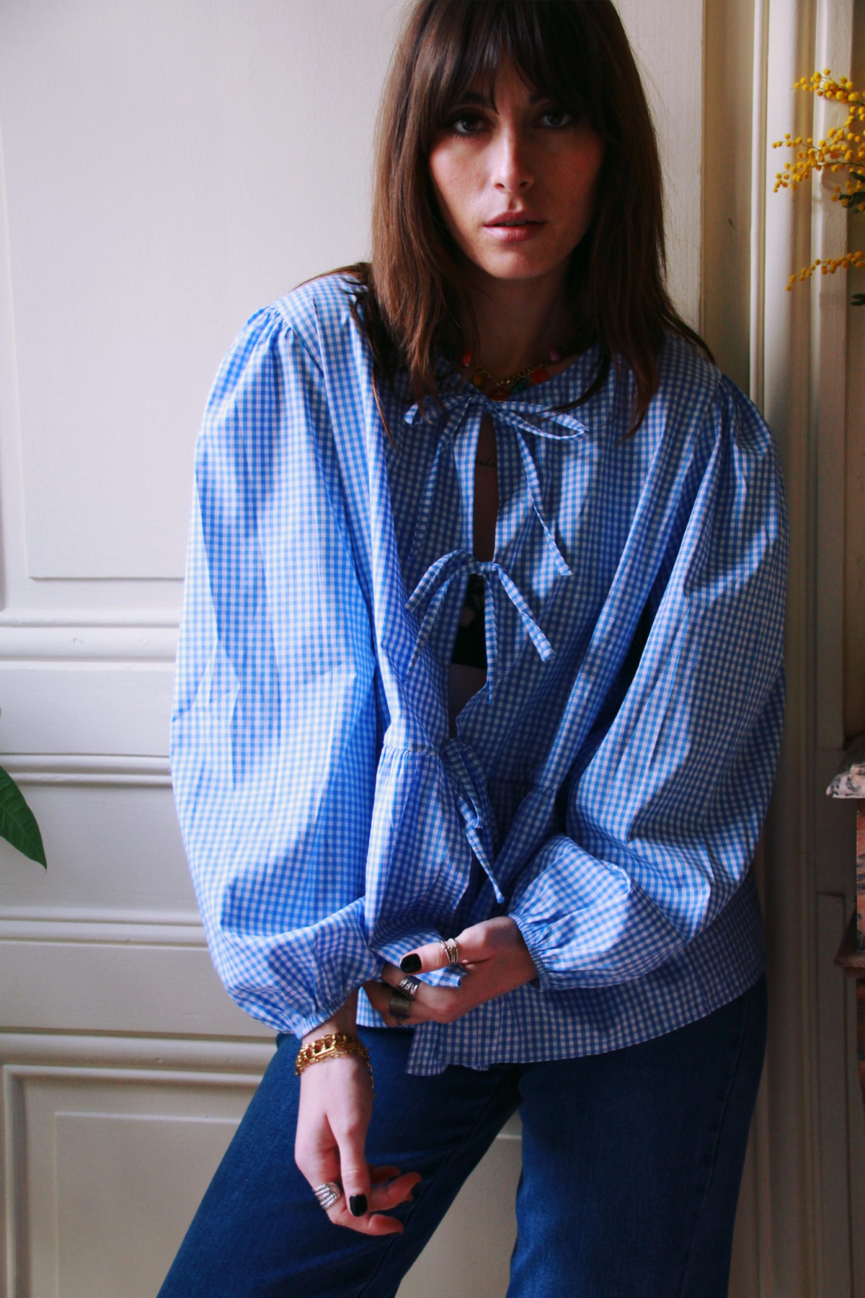 Blouse Madison Vichy bleue - MAD PEONIES
